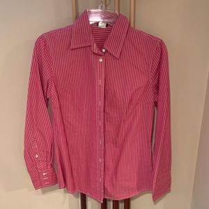 Red and white striped button down